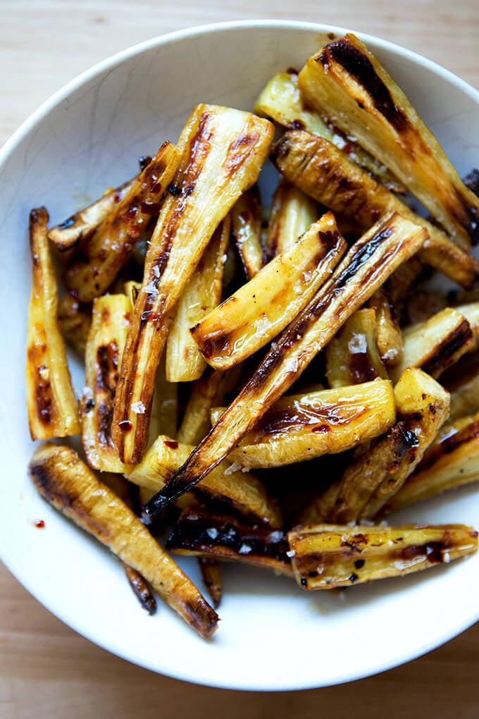 Easy Sheet Pan Chili Maple Roasted Parsnips Recipe